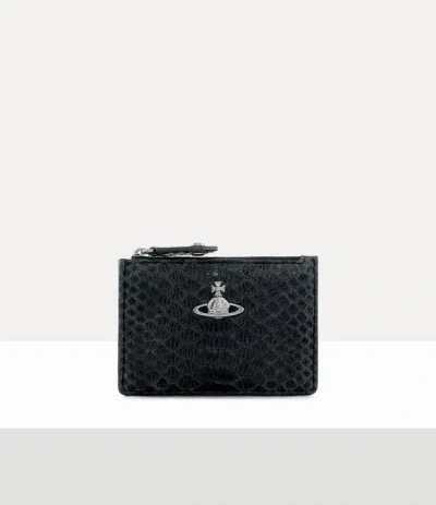 Vivienne Westwood Slim Long Card Holder Snake-effect Leather Dark-grey One Size Women