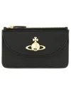 Vivienne Westwood Orb Plaque Zipped Card Holder In Black