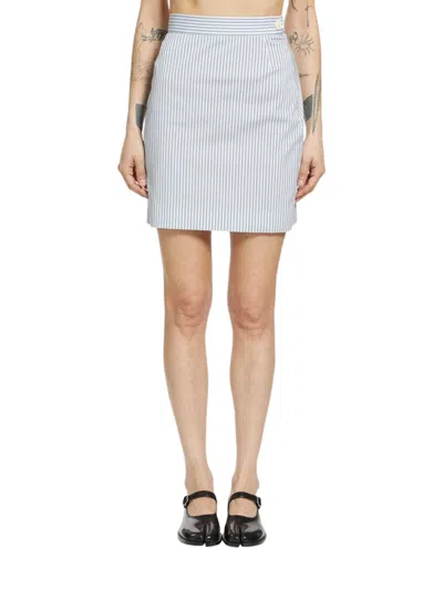 Vivienne Westwood Slim-fit Blue Mini Skirt With Vertical Pinstripes In Gray