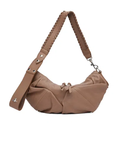 Vivienne Westwood Small Agnes Shoulder Bag In Brown
