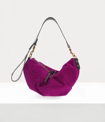 Vivienne Westwood Small Agnes Shoulder Bag Velvet Purple