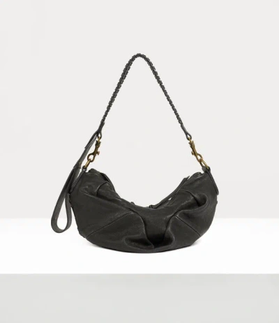 Vivienne Westwood Small Agnes Shoulder Bag Washed Leather Black