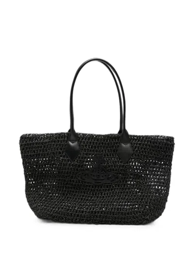 Vivienne Westwood Beach Shopper Bag Dual Handles In Black
