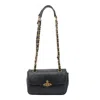 Vivienne Westwood Anita Chain Leather Shoulder Bag In Black