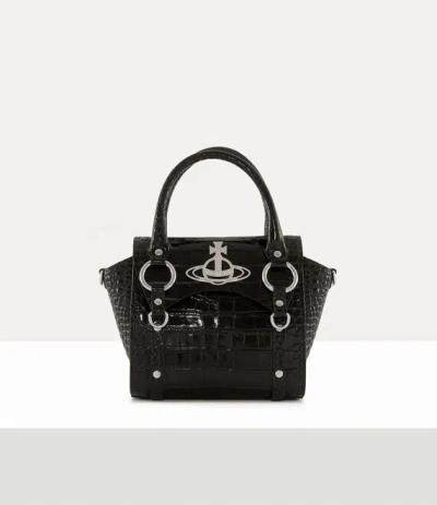 Vivienne Westwood Small Betty Handbag Emboss Croc Leather Black