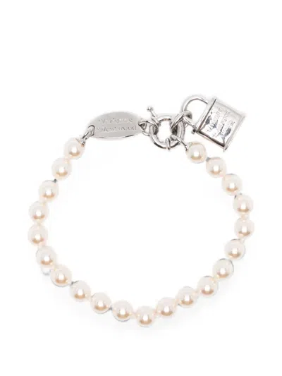 Vivienne Westwood Small Celestina Padlock-pendant Pearl Bracelet In Metallic