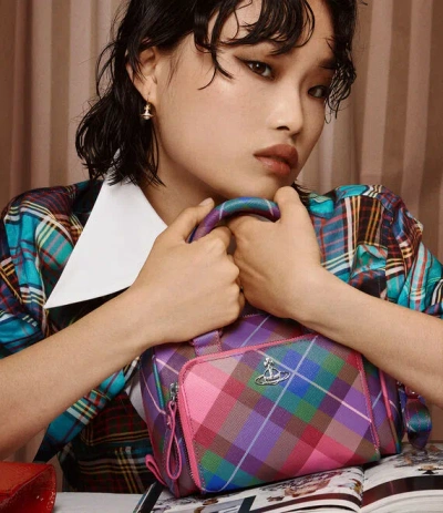 VIVIENNE WESTWOOD SMALL CHELSEA BOWLING BAG POLYURETHANE / POLYESTER / COTTON CANDY TARTAN 