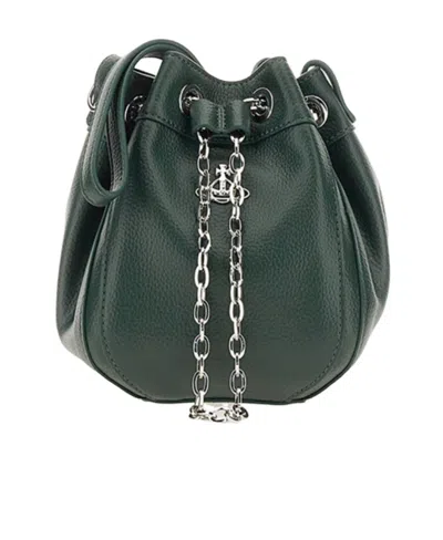 Vivienne Westwood Small Chrissy Faux-leather Bucket Bag In Green