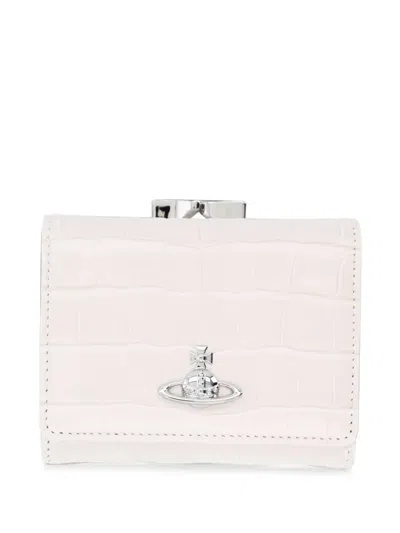 Vivienne Westwood Small Croc-effect Wallet In Neutrals
