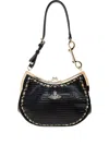 Vivienne Westwood Small Crocodile-embossed Clasp Shoulder Bag In Black