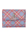 Vivienne Westwood Small Flap Purse In Blue/orange Tartan