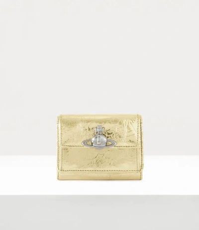 Vivienne Westwood Small Flap Purse Metallic Crinkle Gold One Size Women