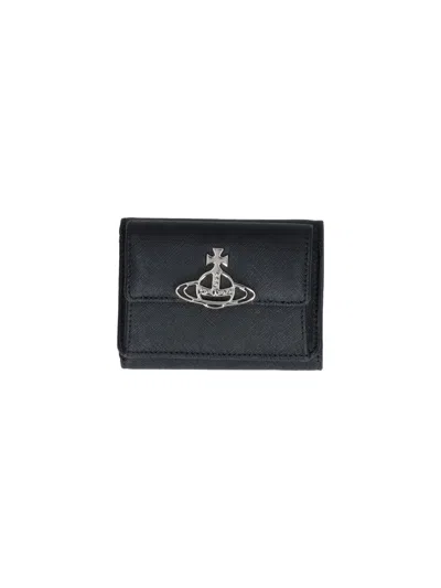 Vivienne Westwood Small Flap Purse Wallet In Black