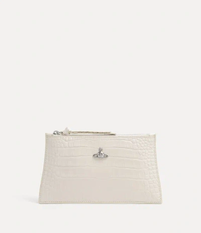 Vivienne Westwood Small Flat Zip Clutch Emboss Croc Leather Pearl-white One Size Women