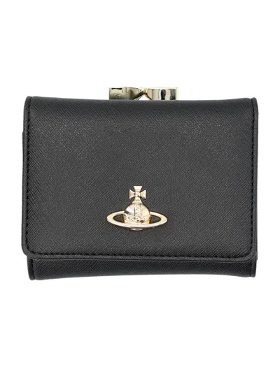 Vivienne Westwood Small Frame Wallet In Black 3d Orb