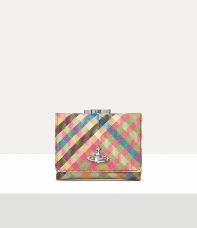 Vivienne Westwood Small Frame Wallet Buccia D'arancia Heather-plaid One Size Women In Multi