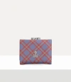 Vivienne Westwood Small Frame Wallet Saffiano Printed Blue-orange-tartan One Size Women In Blue-orange-tartan