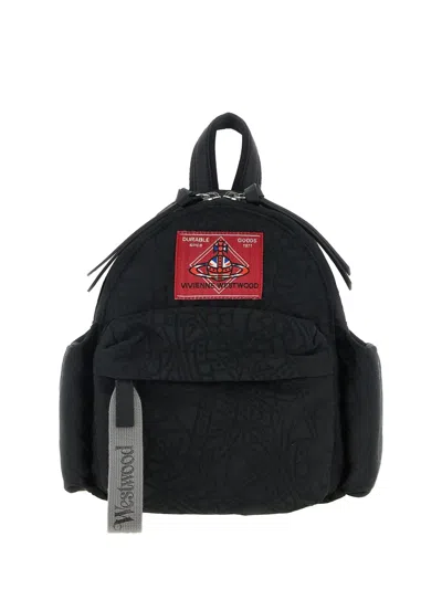 Vivienne Westwood Small George Monogram-jacquard Backpack In Black