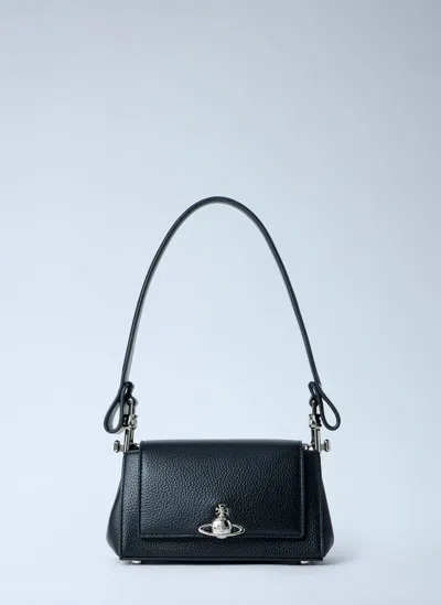 Vivienne Westwood Hazel Logo-detail Textured Shoulder Bag In Black