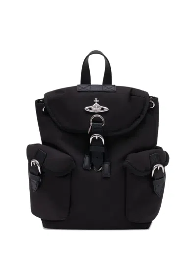 Vivienne Westwood Small Highland Logo-plaque Backpack In Black