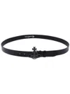 Vivienne Westwood Small Line Orb-buckle Belt In Black