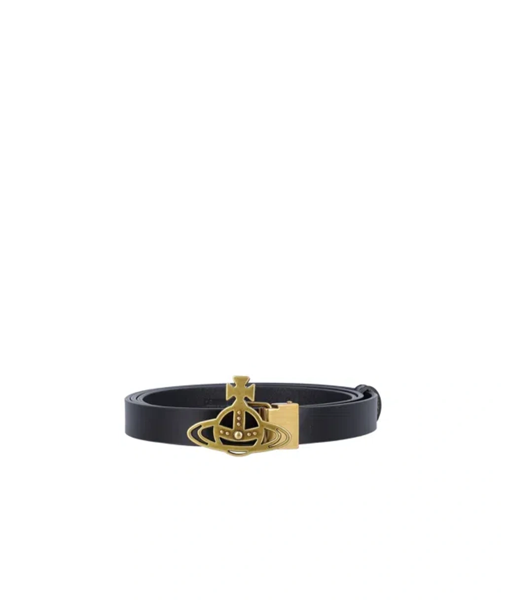 Vivienne Westwood Small Line Orb-buckle Belt In Black | ModeSens