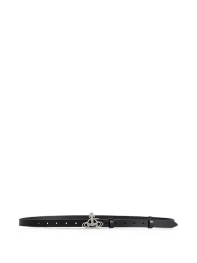 Vivienne Westwood Small Line Orb-buckle Belt In Black
