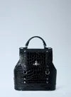 Vivienne Westwood Crocodile-embossed Leather Backpack With Orb Emblem In Black