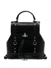 Vivienne Westwood Crocodile-embossed Leather Backpack With Orb Emblem In Black