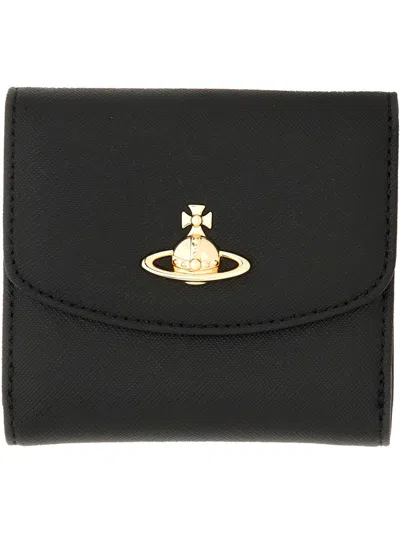 Vivienne Westwood Small Mini Leather Wallet In Black