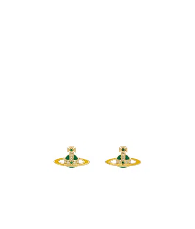 Vivienne Westwood Small Neo Bas Relief Earrings In Gold  Green