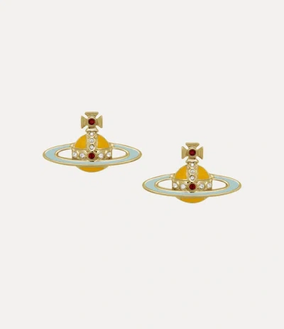 Vivienne Westwood Small Neo Bas Relief Earrings Gold-light-siam-white-mustard-cz-blue-enamel Gold-light-siam-white-mus