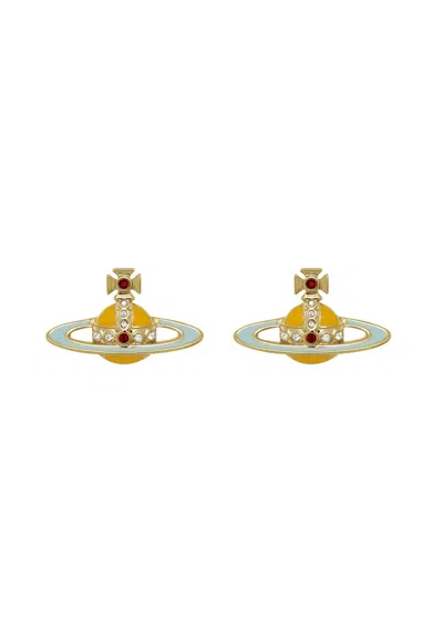 Vivienne Westwood Small Neo Bas Relief Orb Stud Earrings In Orange