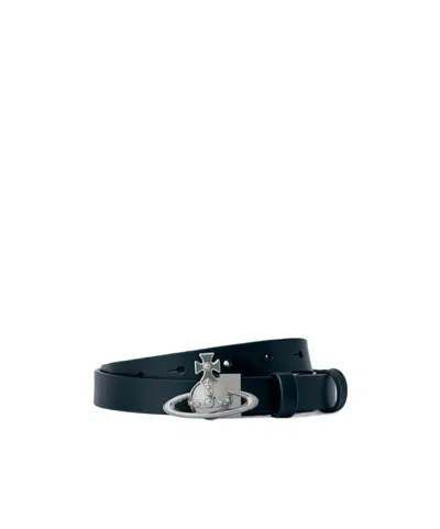 Vivienne Westwood Small Orb Buckle Belt In Black