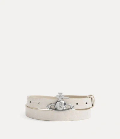 Vivienne Westwood Small Orb Buckle Belt In Neutral