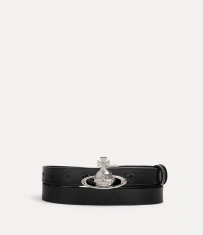 Vivienne Westwood Small Orb Buckle Belt Naplak Leather Black M/l Women