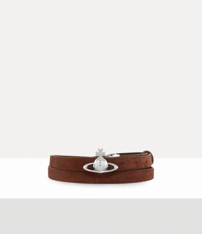 Vivienne Westwood Small Orb Buckle Belt Suede Chocolate-brown One Size Women