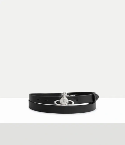 Vivienne Westwood Small Orb Buckle Belt In Black