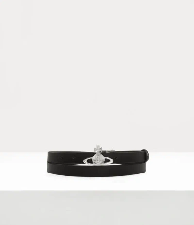 Vivienne Westwood Small Orb Buckle Belt Vacchetta Leather Black One Size Women