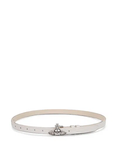 Vivienne Westwood Small Orb Croc-effect Leather Belt In Purple