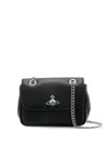 Vivienne Westwood Small Orb-plaque Leather Shoulder Bag In Black