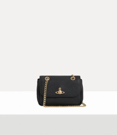 Vivienne Westwood Small Purse With Chain Handbag Faux Leather Black-3d-orb One Size Women