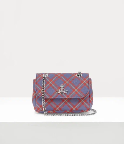 Vivienne Westwood Small Purse With Chain Handbag Saffiano Printed Blue-orange-tartan One Size Women In Purple