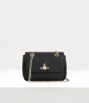 Vivienne Westwood Small Purse With Chain Saffiano Leather Plain Black3d-orb One Size Women In Black3d-orb