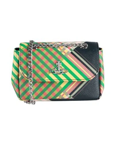 Vivienne Westwood Small Purse With Chain Woman Cross-body Bag Green Size - Cow Leather