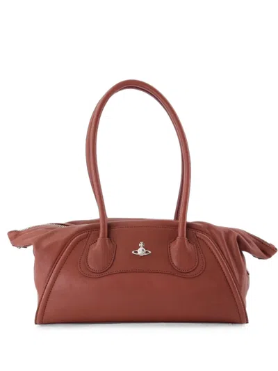 Vivienne Westwood Small Shirley Leather Shoulder Bag In Brown
