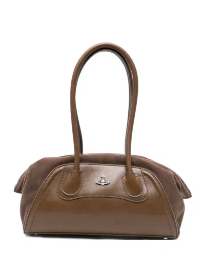 Vivienne Westwood Small Shirley Orb-plaque Panelled Tote Bag In Brown