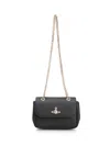 Vivienne Westwood Black Handbag With Orb Logo On The Front In Saffiano Effect Embossed Cotton Woman