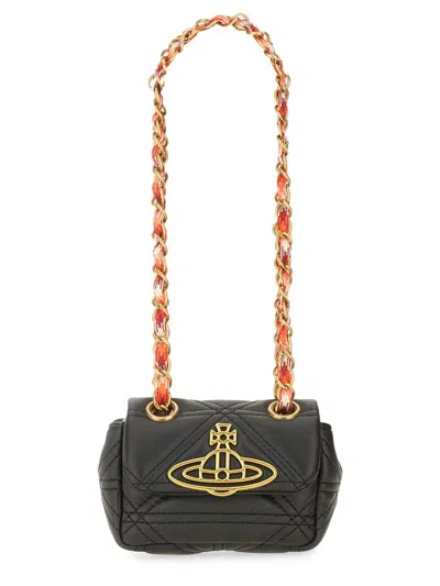 Vivienne Westwood Vinnie Chain Silky Leather Bag In Black