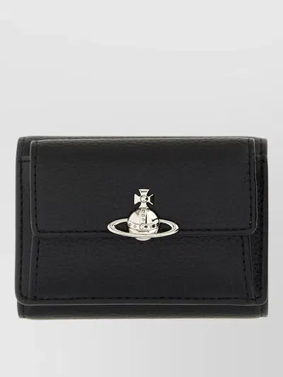 Vivienne Westwood Small Wallet Fold Over Flap Logo In Black